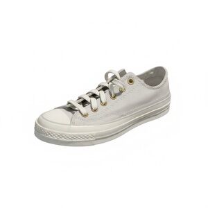 Converse Low-Top Platform Sneaker in Light Gray with Pink & Gold Accent, NEW